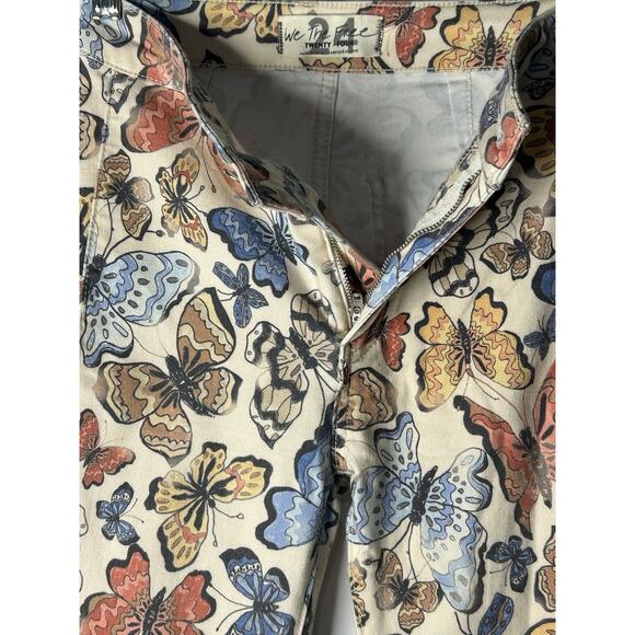 Free People Women Float On Flare Jeans Printed Butterflies Size 24 - Picture 15 of 16